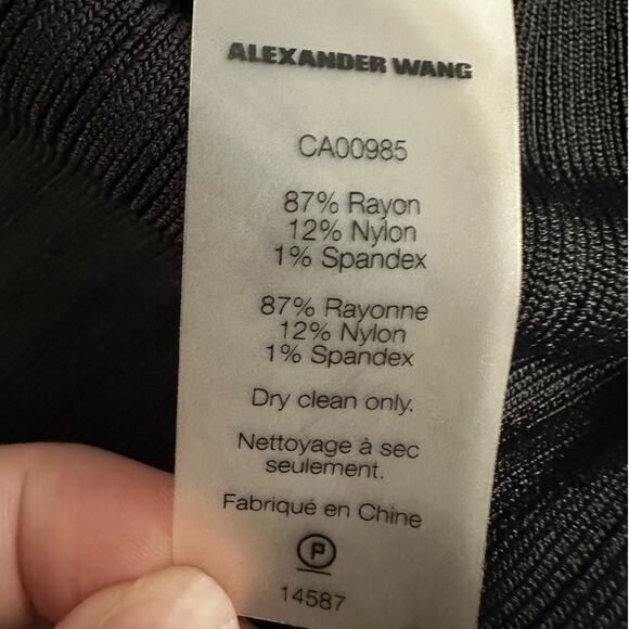 T by Alexander Wang Black Ruffle Embellished Textured Midi Skirt, Size L - Picture 5 of 7